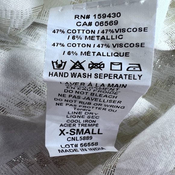 Elan NWOT Coastas Kaftan Maxi Dress White & Gold Bohemian Vacation Sz XS - Picture 7 of 7